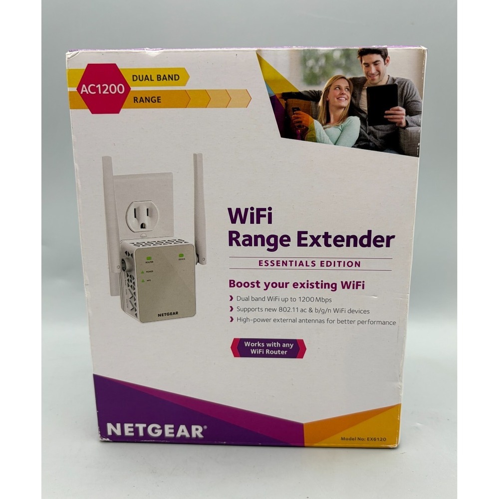 NETGEAR EX6120 AC1200 WiFi Range Extender Dual Band 1.2Gbps Wall Plug - Sealed
